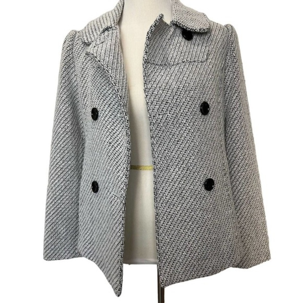 Vintage George Heavyweight‎ Tweed Soft Silver/Black Blazer Girls Size 14/16